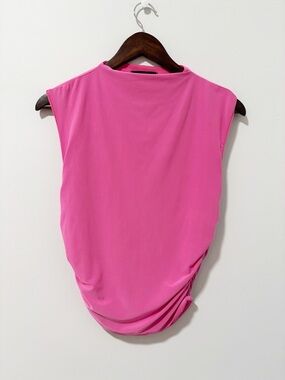 Saint 21 Highneck Sleeveless Top Womens Size Medium Pink Ruched Coquette Dainty